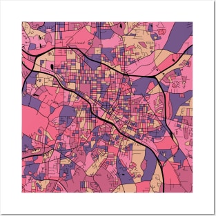 Durham Map Pattern in Purple & Pink Posters and Art